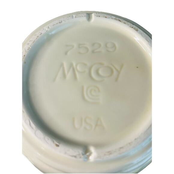 McCoy White Ironstone Pitcher Bowl # 7529 Ribbed & Flower Design Vintage USA - Picture 10 of 14